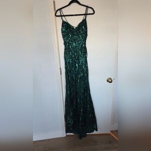 B Darlin Green Sequin Gown